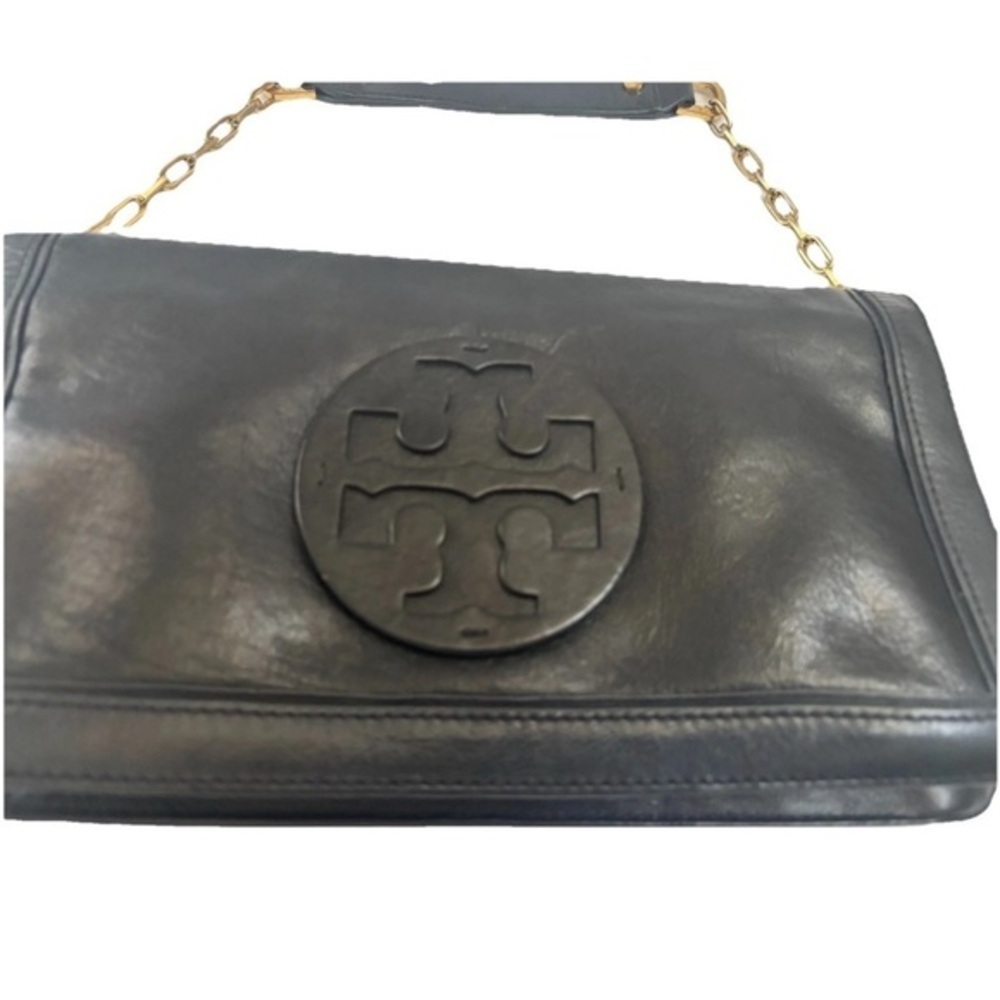 Tory Burch Handbag Purse Black Leather ShoulderBag Clutch - Picture 1 of 11